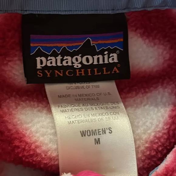 Patagonia sz M shibori style tie dye pink RARE great pre owned cond Synchilla - Picture 5 of 6